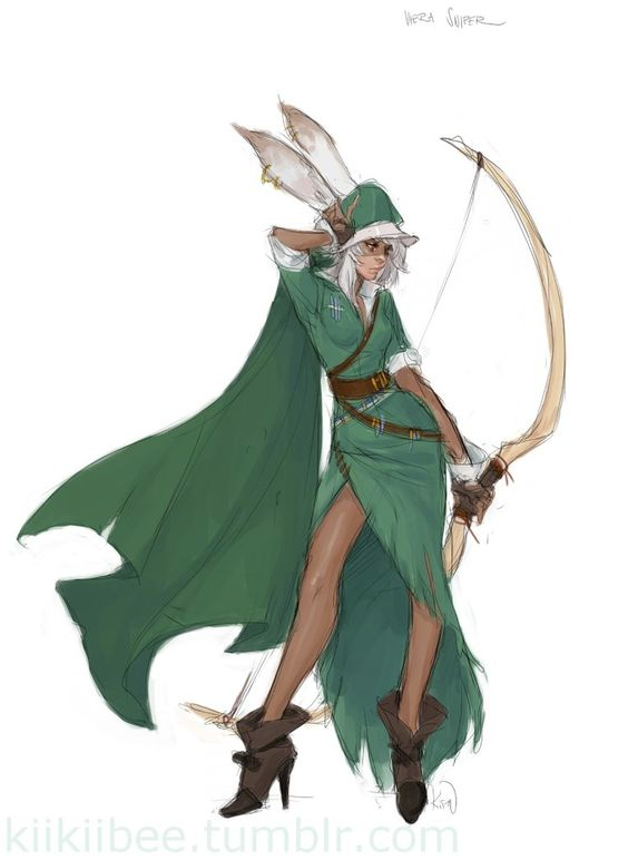 A Viera sniper prepares to kill off some unwanted huntsmen within her territory