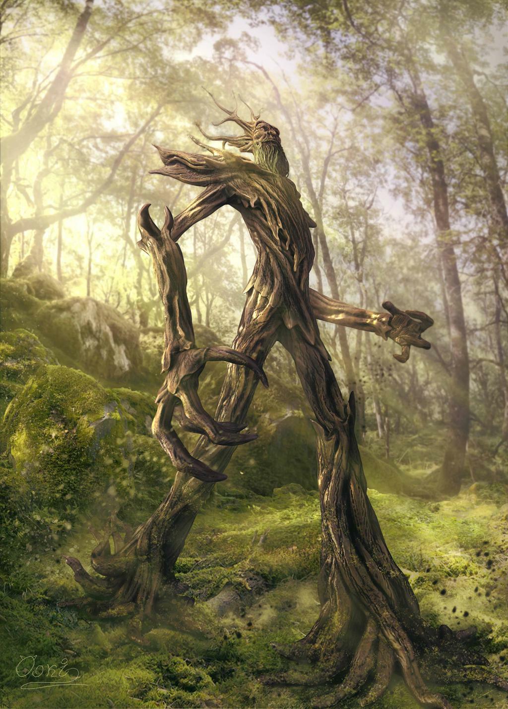 A Father of Willow happily strides through a glade to attend to the needs of the forest.